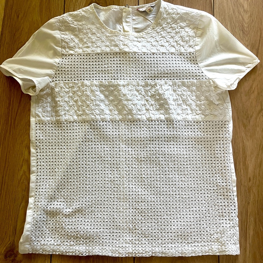 🌸Gap Blouse Womens embroidered Cotton, Short sleeve top  SZ:M